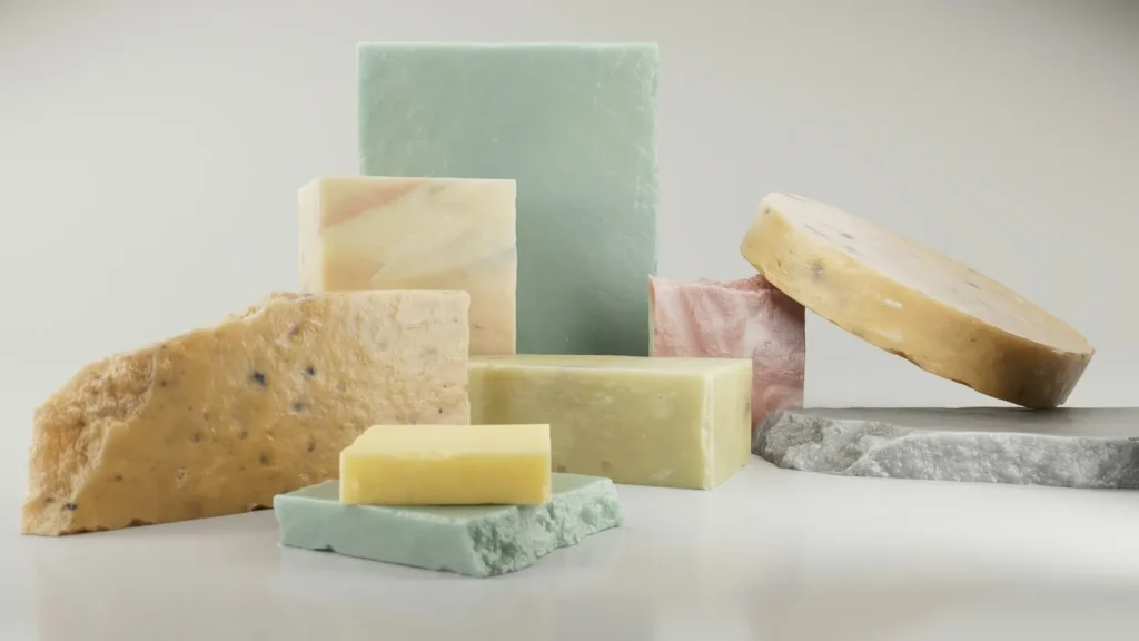 Assortment of natural handmade soap bars